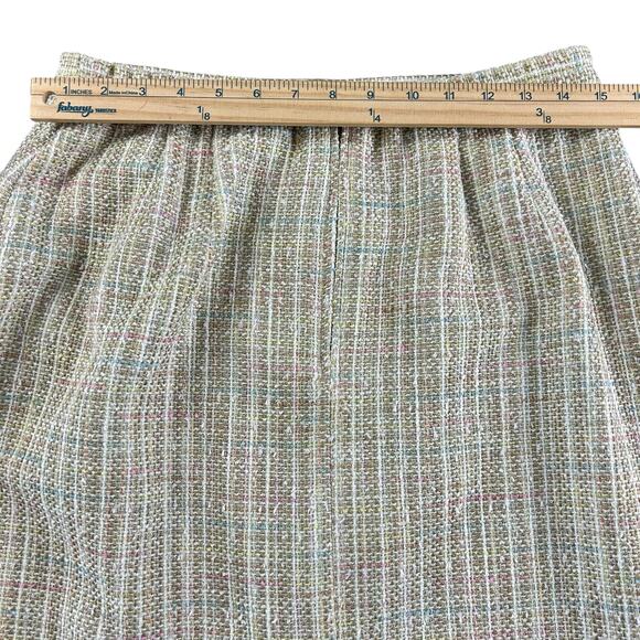 Positive Attitude Tweed 3 Pc Skirt Suit Women Petite Size 14 Light Green Classic - Picture 14 of 16